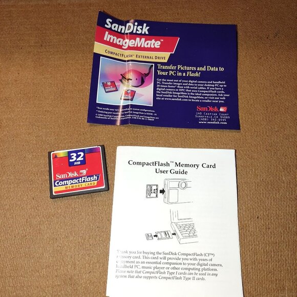 SanDisk 32MB CompactFlash Memory Card With User Guide & ImageMate Brochure - Picture 3 of 3